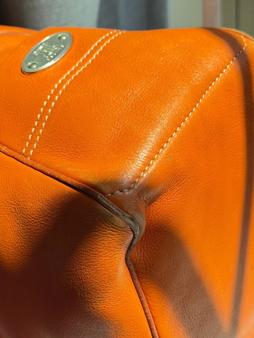 Celine Orange Leather Tote handbag - Picture 5 of 13